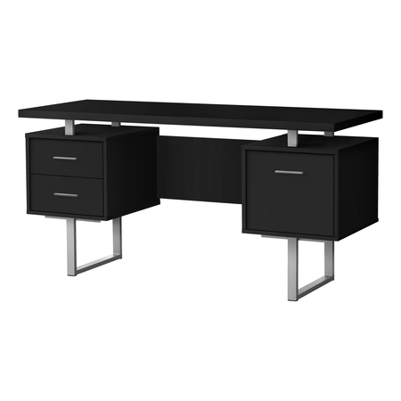 MONARCH SPECIALTIES Computer Desk, Home Office, Laptop, Left, Right Set-up, Storage Drawers, 60"L, Work, Metal, Black I 7634